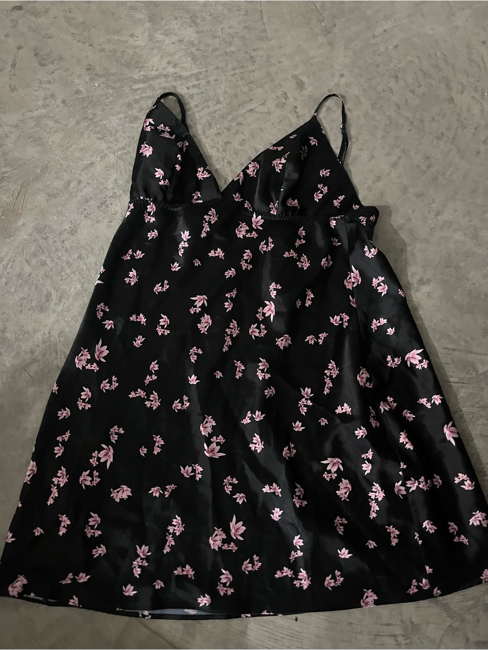 Victoria's Secret Black Slip Dress with Pink Floral Print